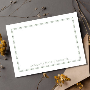 Classic Double Border Sage Green Note Card