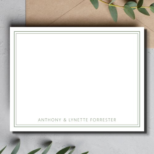 Classic Double Border Sage Green Note Card