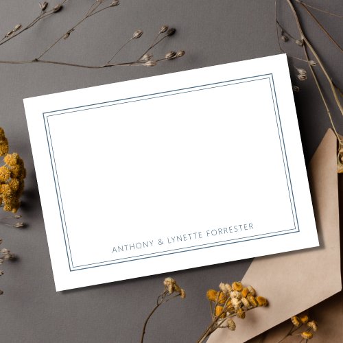 Classic Double Border Stone Blue Note Card