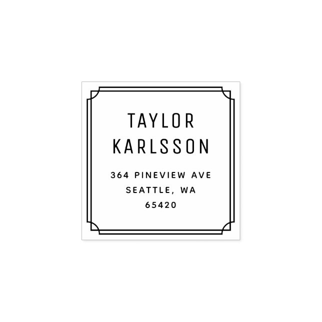 Classic Double Frame Customizable Return Address Rubber Stamp (Imprint)