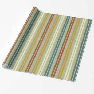 Classic Double Stripe Pattern Retro Celadon Rust Wrapping Paper