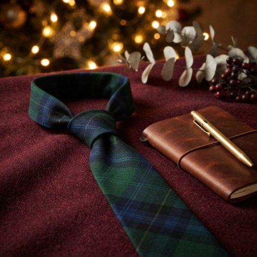 Classic Douglas Clan Tartan Green Navy Blue Plaid Neck Tie