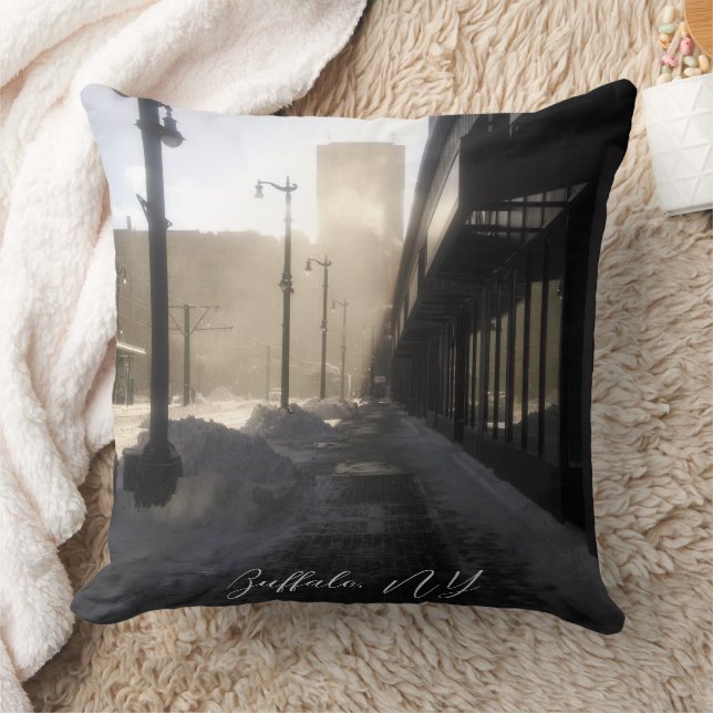 Classic Downtown Snowy Wind Tunnel  Throw Pillow (Blanket)