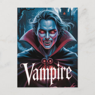 Classic Dracula-Style Vampire Movie Poster Postcard