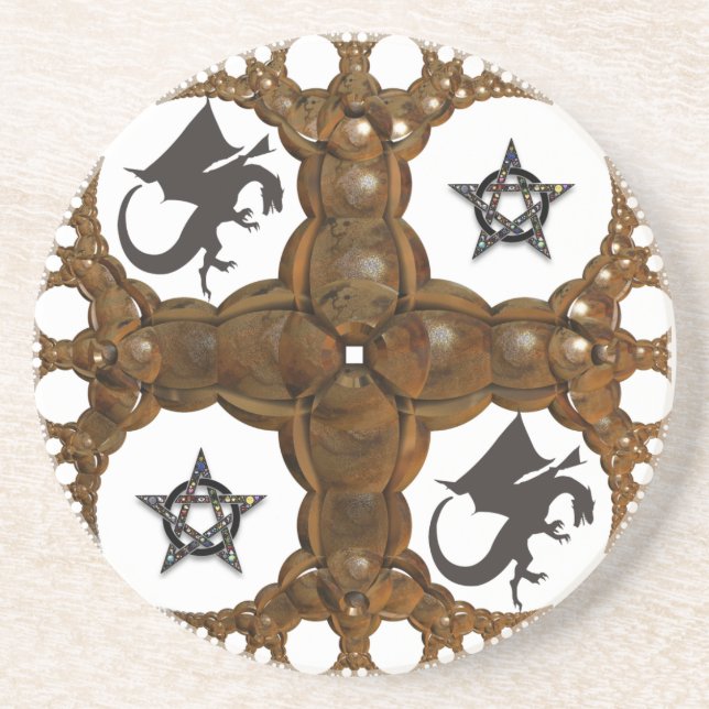 Classic Dragon Star Medieval Symbol Sandstone .... Coaster (Front)