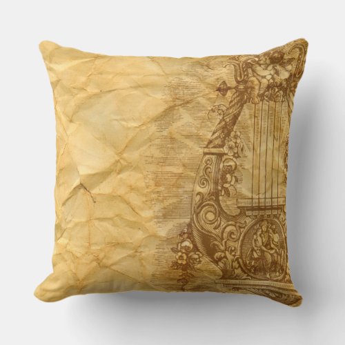 CLASSIC DRAWING ON RICH PARCHMENT Throw Cushion