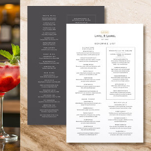 Classic Drinks List Restaurant Minimalist Gray Menu