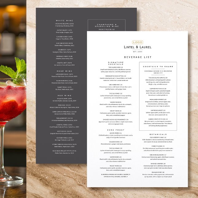 Classic Drinks List Restaurant Minimalist Gray Menu (Creator Uploaded)