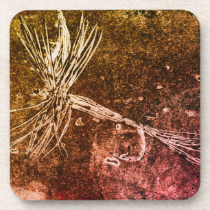 Classic dry fly pattern for trout and bass fishing beverage coaster