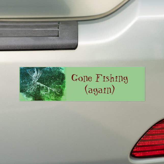 Classic dry fly pattern for trout and bass fishing bumper sticker (On Car)