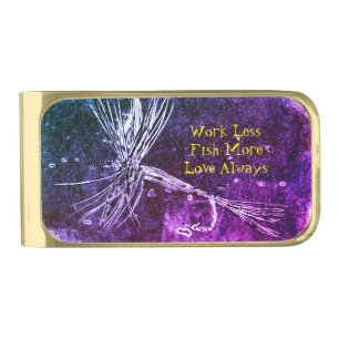 Classic dry fly pattern for trout and bass fishing gold finish money clip