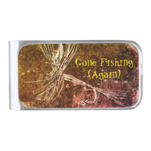 Classic dry fly pattern for trout and bass fishing silver finish money clip