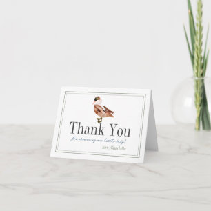 Classic Duck/Mallard White Boy Baby Shower Letterpress Thank You Card