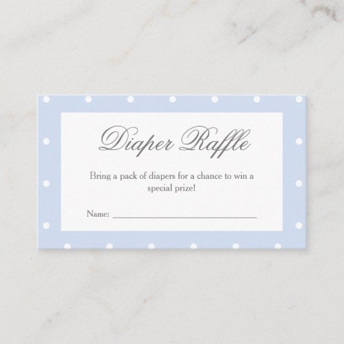 Classic Dusty Blue Bow Baby Shower Diaper Raffle Enclosure Card