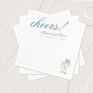 Classic Dusty Blue Cheers Elegant Wedding Napkins