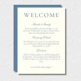 Classic Dusty Blue Minimalist Wedding Welcome Program