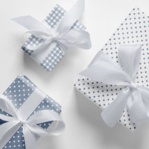 Classic Dusty Blue Polka Dots Gingham Pattern Mix