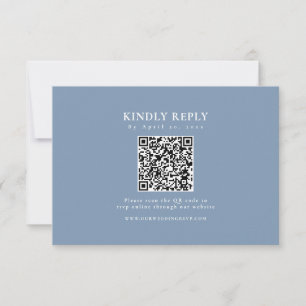 Classic Dusty Blue QR Code Formal Elegant RSVP Card