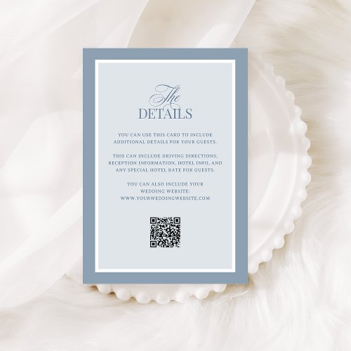 Classic Dusty Blue | QR Code Wedding Guest Details Enclosure Card