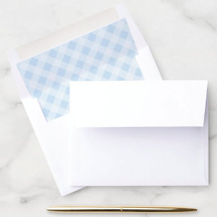 Classic Dusty Blue Watercolor Gingham Pattern Envelope Liner