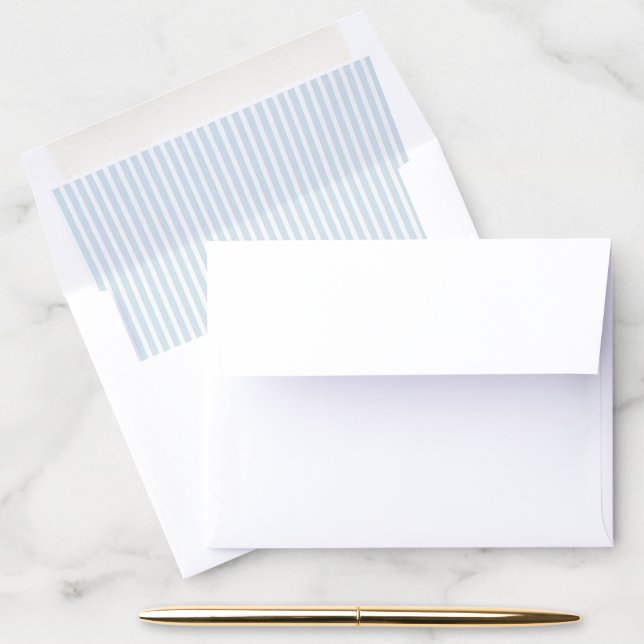 Classic Dusty Blue Watercolor Striped Pattern Envelope Liner (Desk)