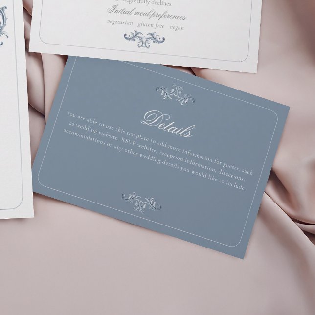 Classic Dusty Blue Wedding Details Enclosure Card (Creator Uploaded)