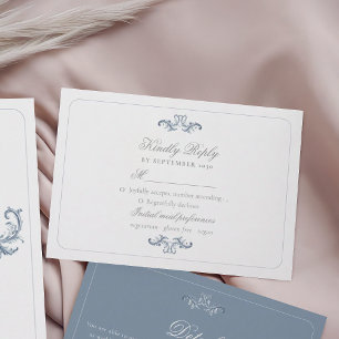Classic Dusty Blue Wedding RSVP Card