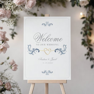 Classic Dusty Blue Wedding Welcome Foam Board