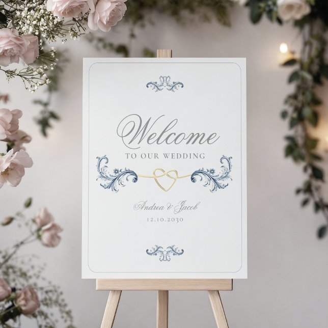 Classic Dusty Blue Wedding Welcome Foam Board (Creator Uploaded)