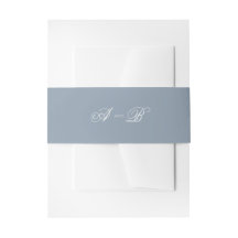 Classic Dusty Blue & White Monogram Script Wedding