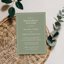 Classic Dusty Green Script Rehearsal Dinner