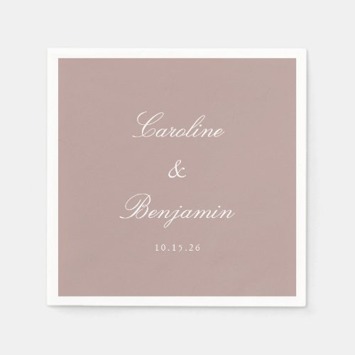 Classic Dusty Mauve Script Elegant Wedding Custom Napkins