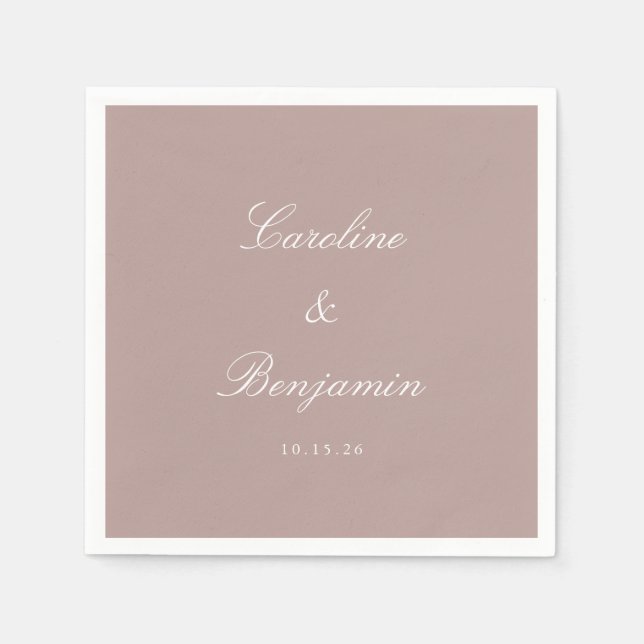 Classic Dusty Mauve Script Elegant Wedding Custom Napkins (Front)