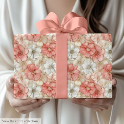 Classic dusty pink and gold 80th birthday wrap wrapping paper