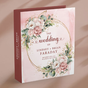 Classic Dusty Pink Flowers Wedding Memory Album 3 Ring Binder