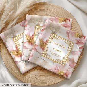 Classic Dusty Pink Gold Floral Wedding Cloth Napki Napkin