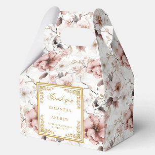 Classic dusty pink gold floral wedding favor box