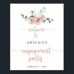 Classic Dusty Pink Rose Engagement Party Welcome  Poster<br><div class="desc">This classic dusty pink rose engagement party welcome poster is perfect for a rustic engagement celebration. The design features elegant watercolor dusty pink roses and green foliage,  neatly assembled into beautiful bouquets.</div>