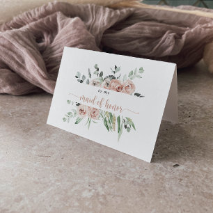 Classic Dusty Pink Rose Floral Bridal Party  Letterpress Thank You Card