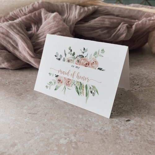 Classic Dusty Pink Rose Floral Bridal Party  Thank You Card