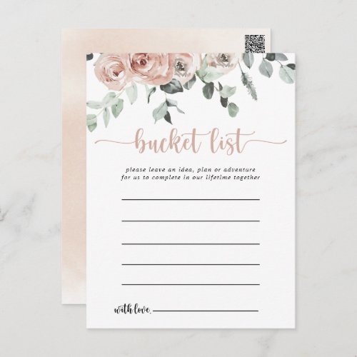 Classic Dusty Pink Rose Floral Bucket List Cards