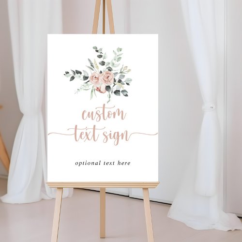 Classic Dusty Pink Rose Floral Custom Text Sign