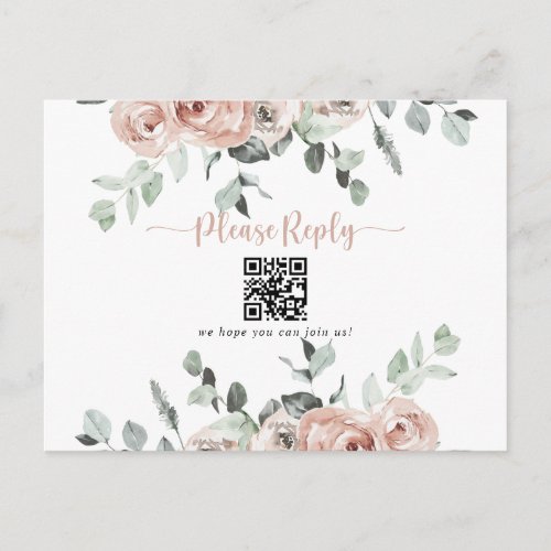 Classic Dusty Pink Rose Floral Menu Choice RSVP 