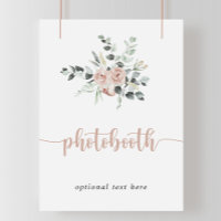 Classic Dusty Pink Rose Floral Photobooth Sign
