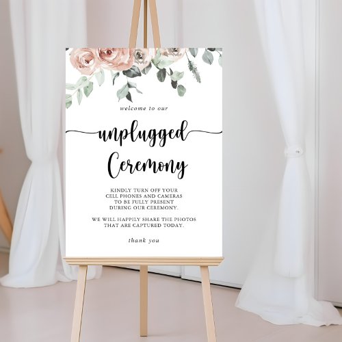 Classic Dusty Pink Rose Floral Unplugged Ceremony  Poster