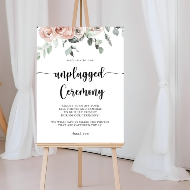 Classic Dusty Pink Rose Floral Unplugged Ceremony  Poster (Creator Uploaded)