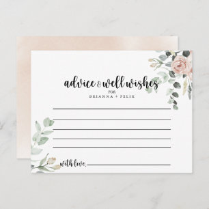 Classic Dusty Pink Rose Floral Wedding Advice Card