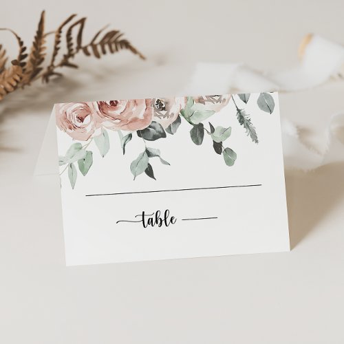 Classic Dusty Pink Rose Floral Wedding  Place Card