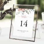 Classic Dusty Pink Rose Floral Wedding  Table Number<br><div class="desc">This classic dusty pink rose floral wedding table number is perfect for a rustic wedding. The design features elegant watercolor dusty pink roses and green foliage,  neatly assembled into beautiful bouquets.

This is a double sided table number. Add each table number you need to your cart individually.</div>