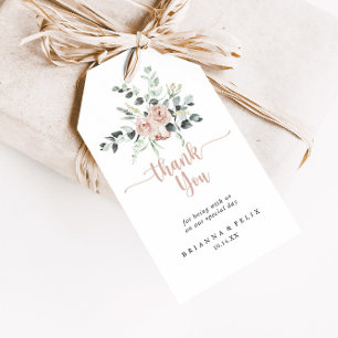 Classic Dusty Pink Rose Floral Wedding Thank You  Gift Tags